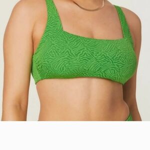 Andie The Rye Bikini Top Square Neckline Crop Top Zebra Jacquard M  Green NWT